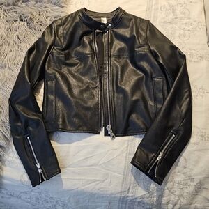 Spanx Black Faux Leather Women's Moto Jacket